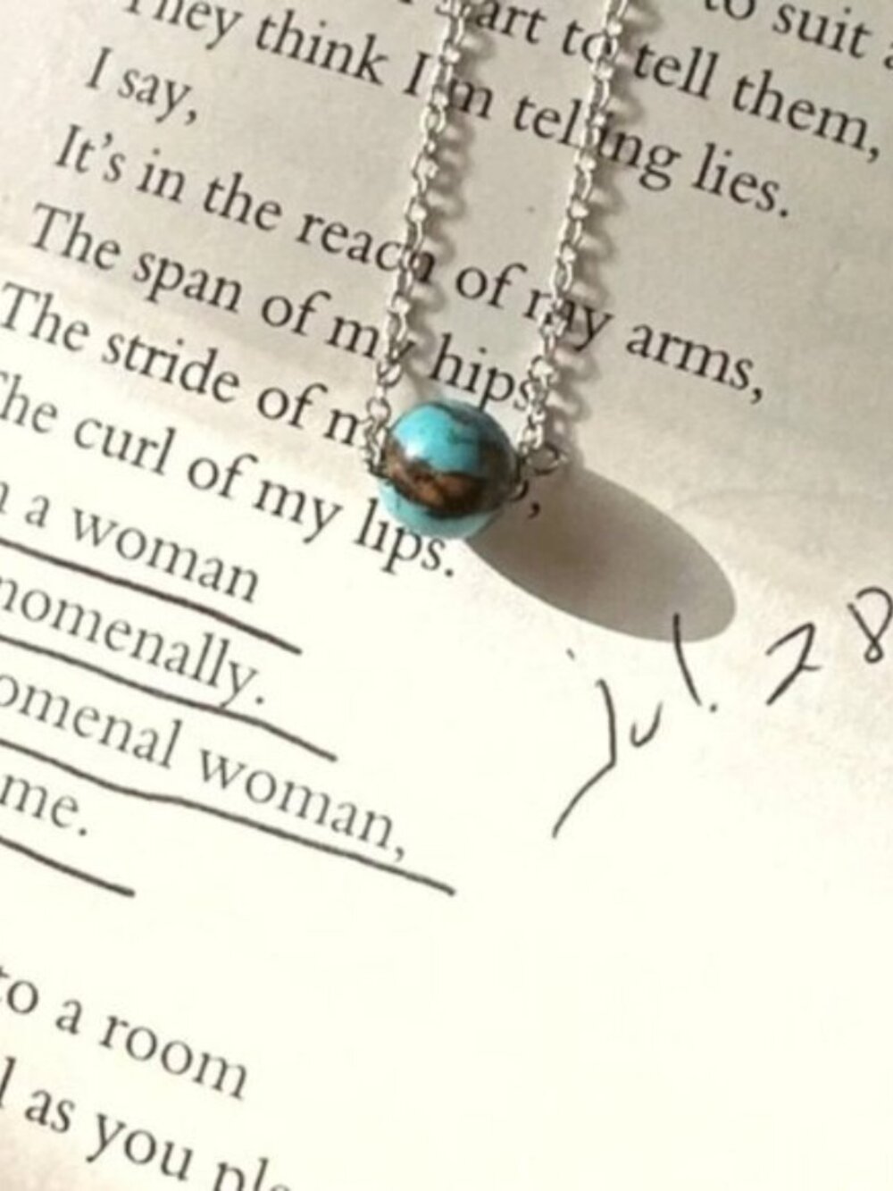 Dainty sterling silver pendant turquoise necklace